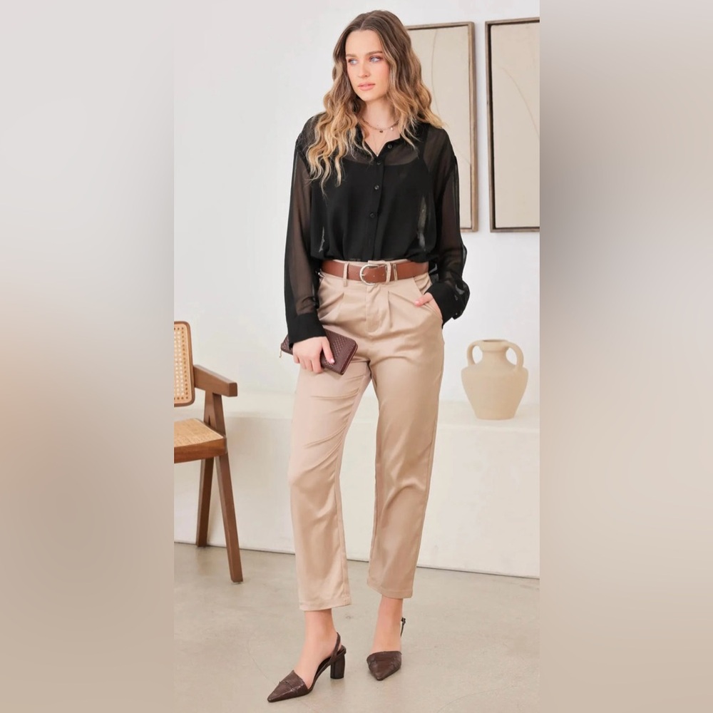 Elegant Tan Women's Trousers